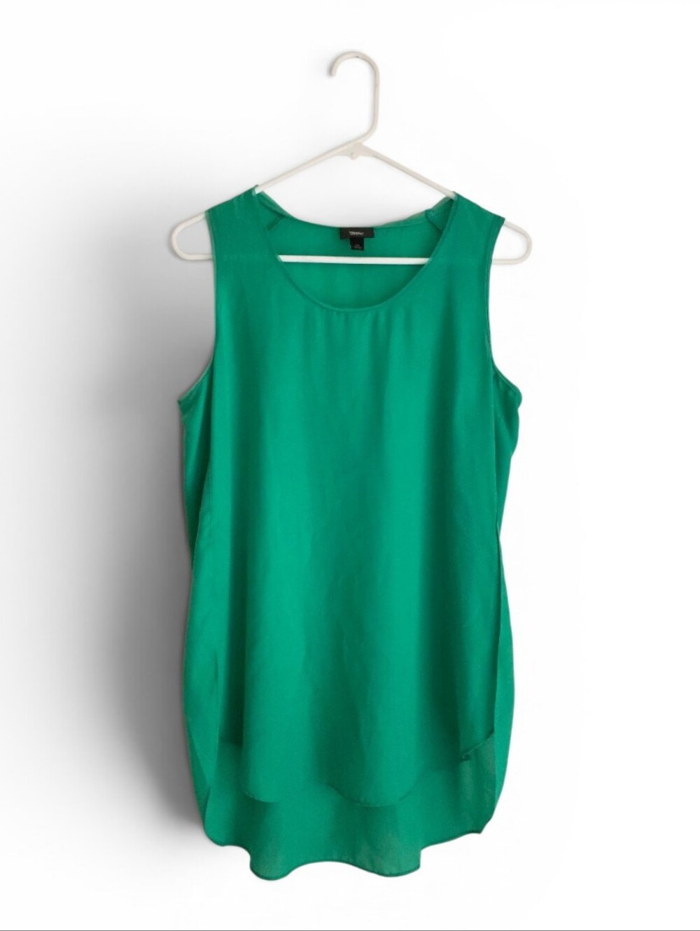 Mossimo Sleeveless Green Blouse Medium High Low Side Slit Wrap Tunic